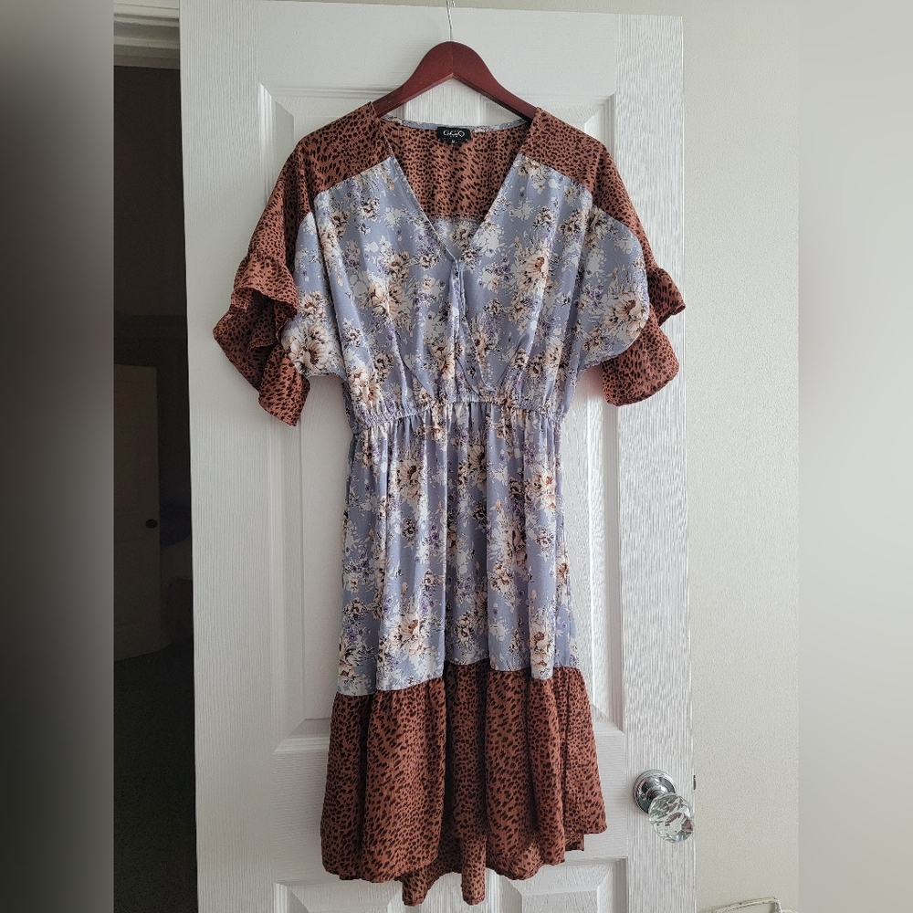 Purple leopard floral dress